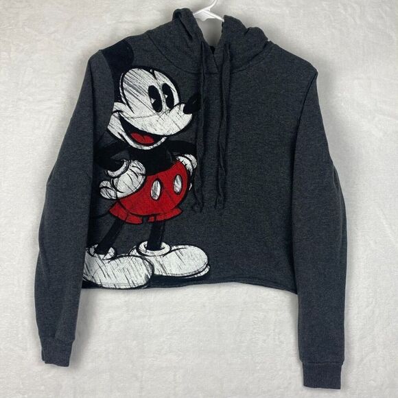 Disney Mickey Mouse Sweater Womens Small Gray Hoodie Sweatshirt Pullover - Picture 1 of 8
